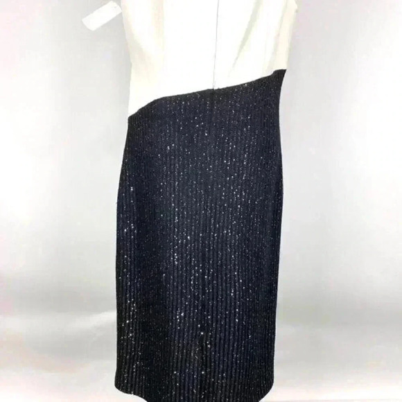 St. John, Beige-black sequin Wool Midi Dress, 12 - Picture 4 of 7
